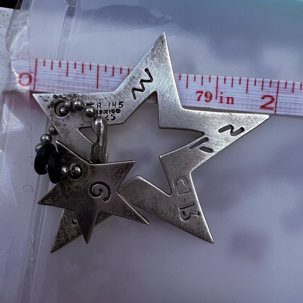 925 pendant open star tribal marked  TR-145 Silver double Pendant 2” 13 grams - Picture 4 of 9